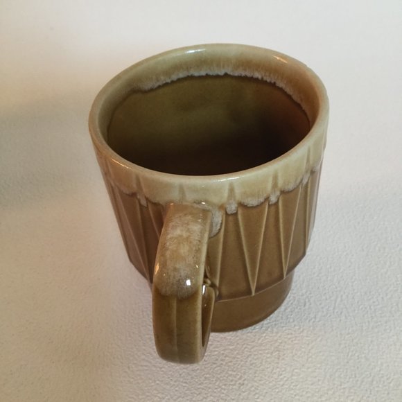 Vintage ceramic Mug marked Japan brown dripping glaze triangle - Picture 2 of 6